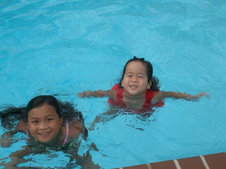 Kasen and Karis swimming